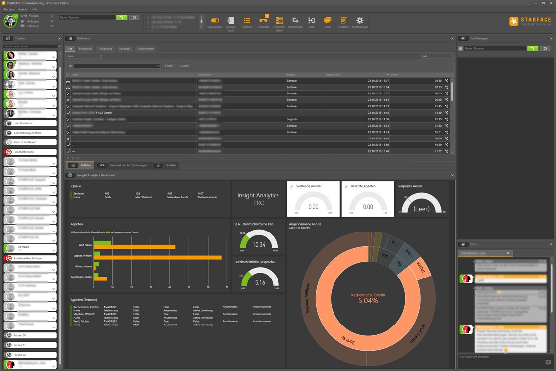 Einbettung von Berichten und Dashboards in den STARFACE UCC-Client